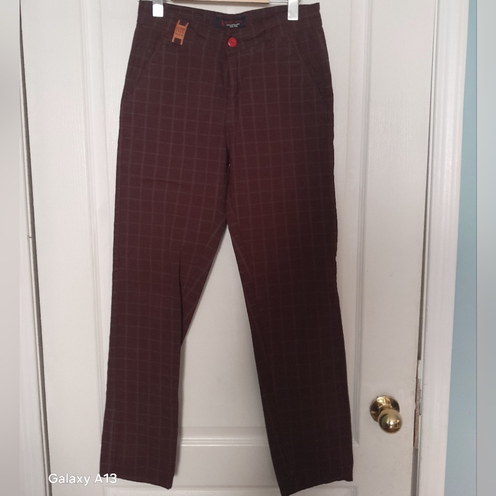 U.S. Polo Assn. Men's Vintage Burgundy Checkered Chinos